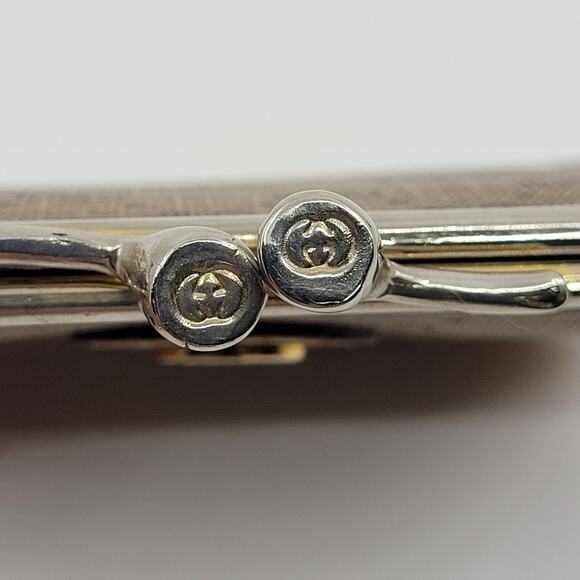 Gucci Coin Purse Vintage Kiss Clasp GG Brown Double Compartments Small - Picture 3 of 15